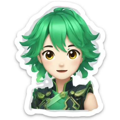 Xiao from genshin impact green hair sticker