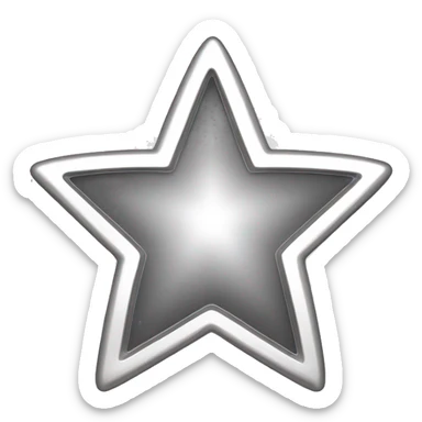 Create a silver star emoji identical to the classic gold star emoji (⭐️). It should match the same size, shape, and smooth shading, but in metallic silver. Keep the design simple and glossy, just like the original Apple star emoji. Rounded ends sticker