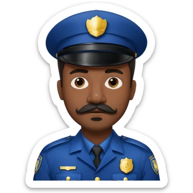 black men with mustache wear police's uniform sticker