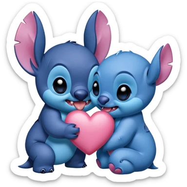 Puedes crear un Match de Stitch (azul y rosada) por separado simulando que se dan un beso, tipo sticker OS phone sticker