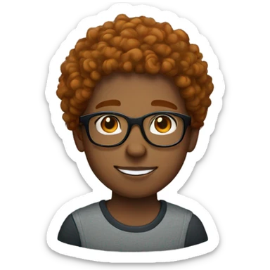 Light skin black boy with curly dark ginger hair and glasses  sticker