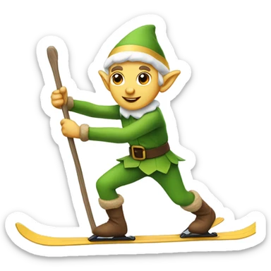 elf skiiing  sticker