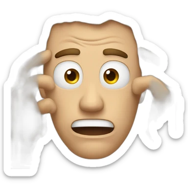 A man that is very angry and want to cry. His hands are between his hairs and want to pull his hairs sticker