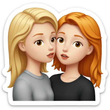 Blond girl and ginger girl kissing  sticker