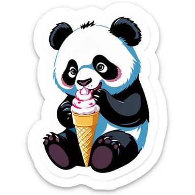 Panda eating ice cream sticker