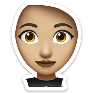 Mujer, blanca, ojos marrones pelo suelto y de color negro y una estética metalera  sticker