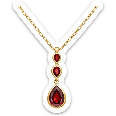 delicate gold chain with a glowing red garnet pendant, symbolizing transformation and rebirth sticker