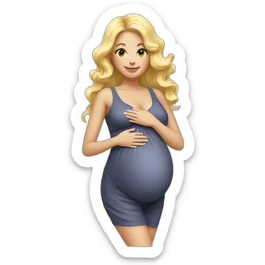 adorable pregnant blond full body women with beach-wave-hair sticker