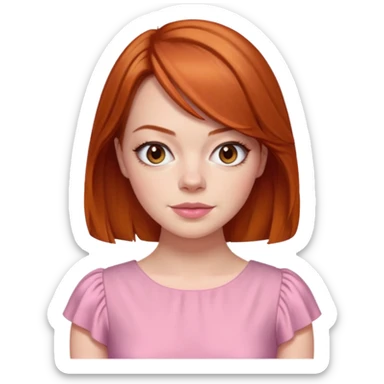 Emma Stone, orange brown hair, pink dress sticker