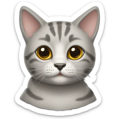 a round-faced gray beehive cat sticker
