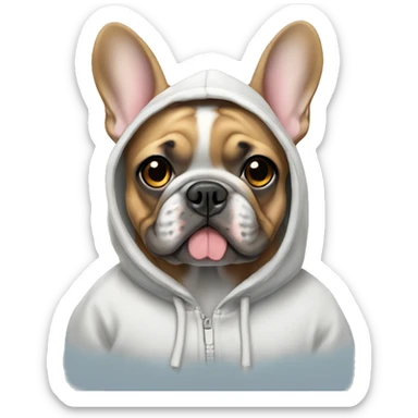 Frenchie wearing hoodie sticker