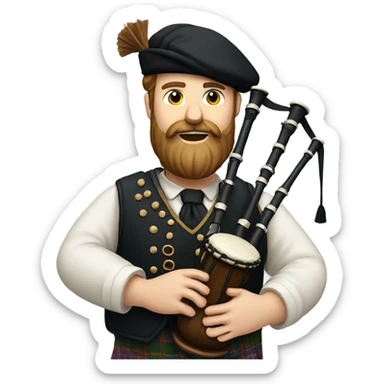portrait of a bearded man playing the bagpipes sticker