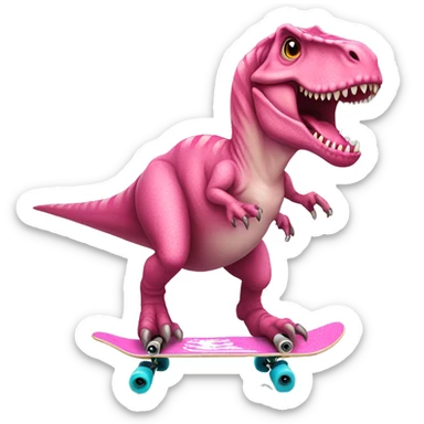 T-Rex with a pink tutu ina skateboard  sticker
