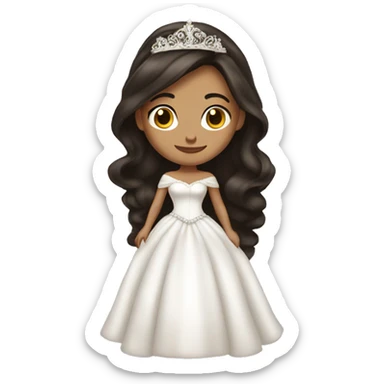 beautiful brunette princess in wedding dress sticker