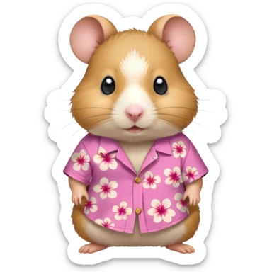 hamster, wearing pink floral aloha shirt. sticker