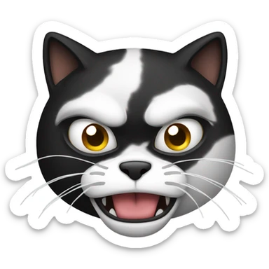black and white angry cat hissing sticker