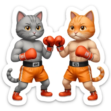 Two buff cats boxing sticker