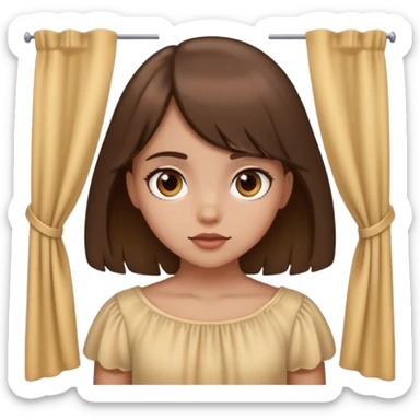 girl with a curtain bang brown hair sticker