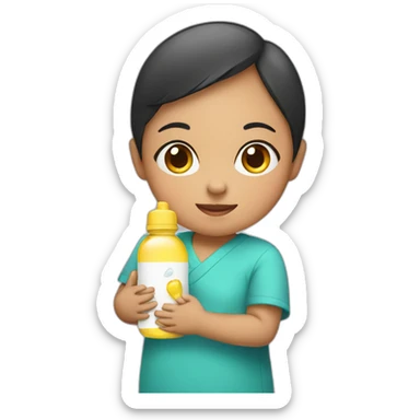 Indonesian girl with baby bottle sticker
