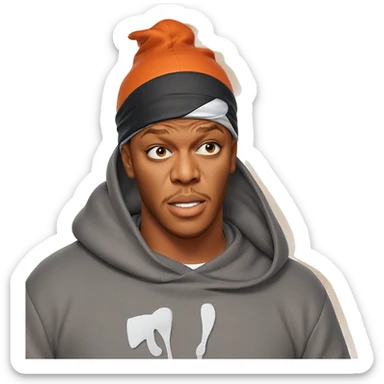 hooded boy on orange background sticker