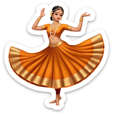 cinematic-realistic-bharatanatyam-dance-emoji,-depicted-as-an-elegant-classical-indian-dance-performance-with-graceful-poses,-intricate-costumes,-and-expressive-hand-gestures,-rendered-with-rich-textures-and-warm-dramatic-lighting, single dancer full body  sticker