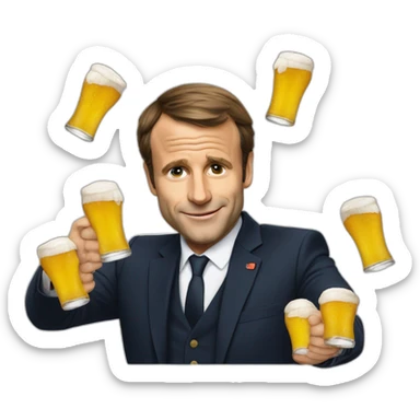 Macron qui bois un bier sticker