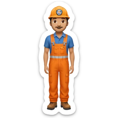 Indian male railway engineer orange overalls, boots  sticker