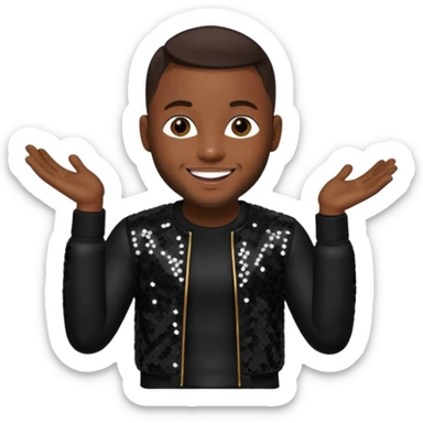 Pleasure P from Pretty Ricky with dark brown hair, black sequin outfit sticker