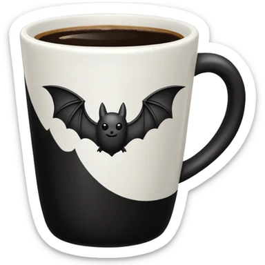 a coffeecup with a bat on it sticker