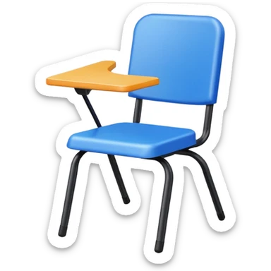 blue school plastic chair with arrow pointing away sticker