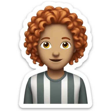 Curly long red hair white main, but just the eyes instead of a face  sticker