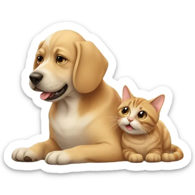Dog licking cat sticker