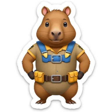 Batman bob the builder as a capybara sticker
