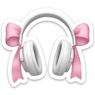White apple headphones with light pink bows  sticker