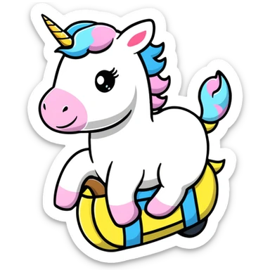 playful unicorn riding a donkey sticker