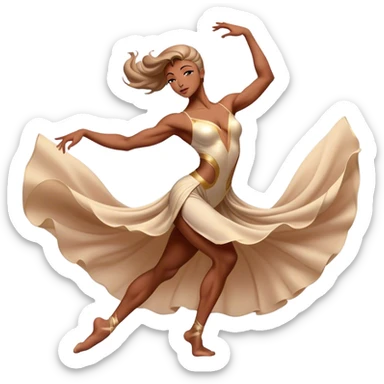Cinematic Realistic Dance Poses, an elegant dancer mid-motion, muscles tensed with control, soft fabric of their attire flowing with movement, dramatic lighting highlighting the graceful lines, glowing with passion and poise. sticker
