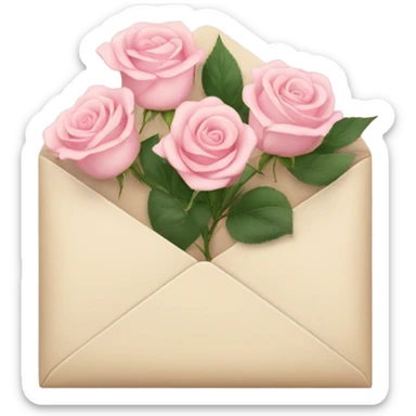 beige envelope with light pink roses sticker