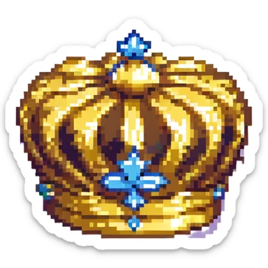8-bit pixel art royal crown, gold, no jewels sticker