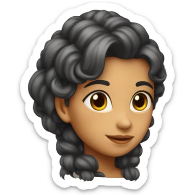 Joli fille avec des long cheveux châtains foncé  sticker