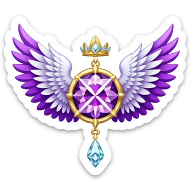 holy diamond emblem with white wings and purple diamond in the middle sticker