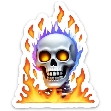 Awesome fiery skeleton sticker