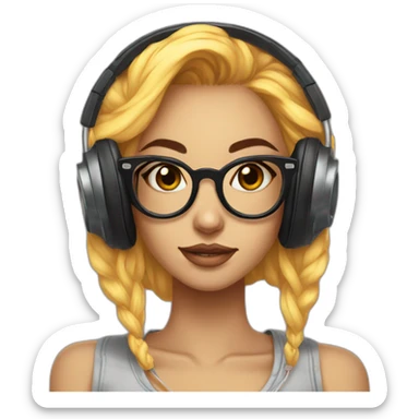 tattoo girl pose with  glasses headphones an micro tumblr sticker