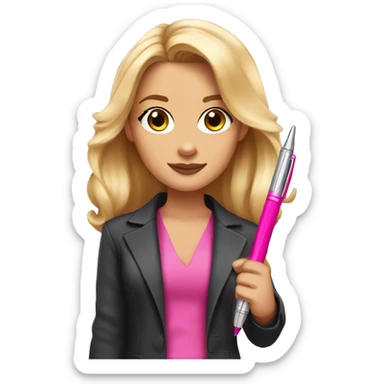 elle woods with brown hair holding pink pen  sticker
