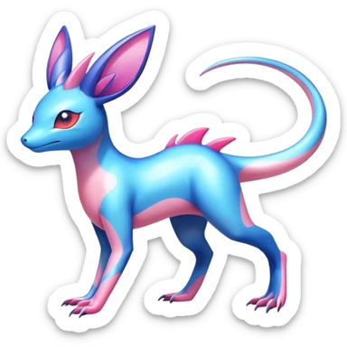 Colorful Shiny Exotic Amaura-Salandit-Aurorus-Sylveon-Fakémon-hybrid-creature (full body)  sticker