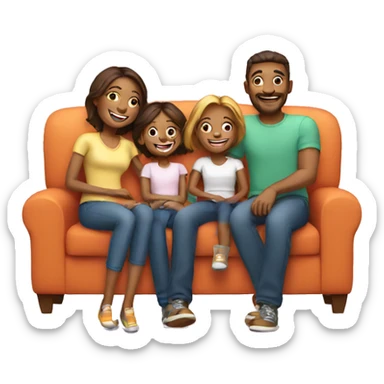 happy family on couch sticker