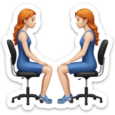 ginger woman with bad posture on chair from the side - even worse posture sticker