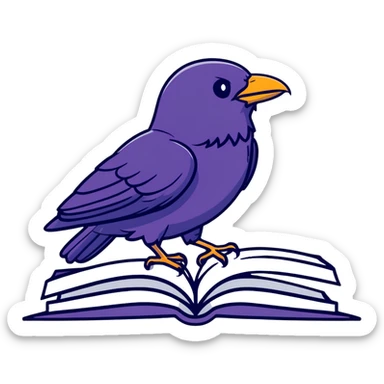 raven sitting on a book sticker