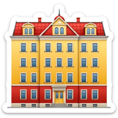 yellow and red building in Stockholm sticker