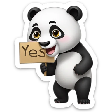Panda holding a sign that says YES sticker