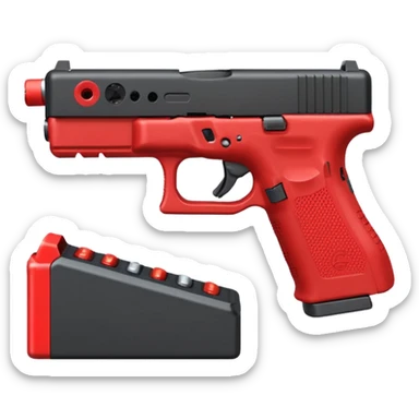 a red glock 20 with a drum mag inside of it with a red flag like people wear in real life with a incognito switch in the back plate sticker
